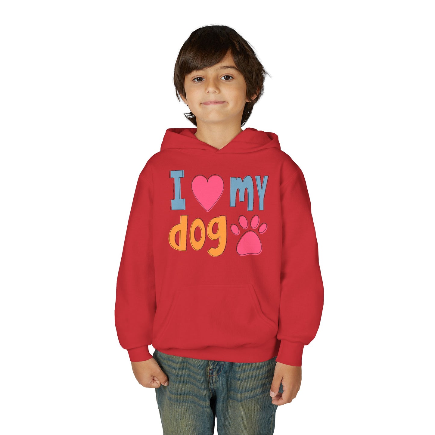 Youth Heavy Blend Hooded Sweatshirt - I love my dog