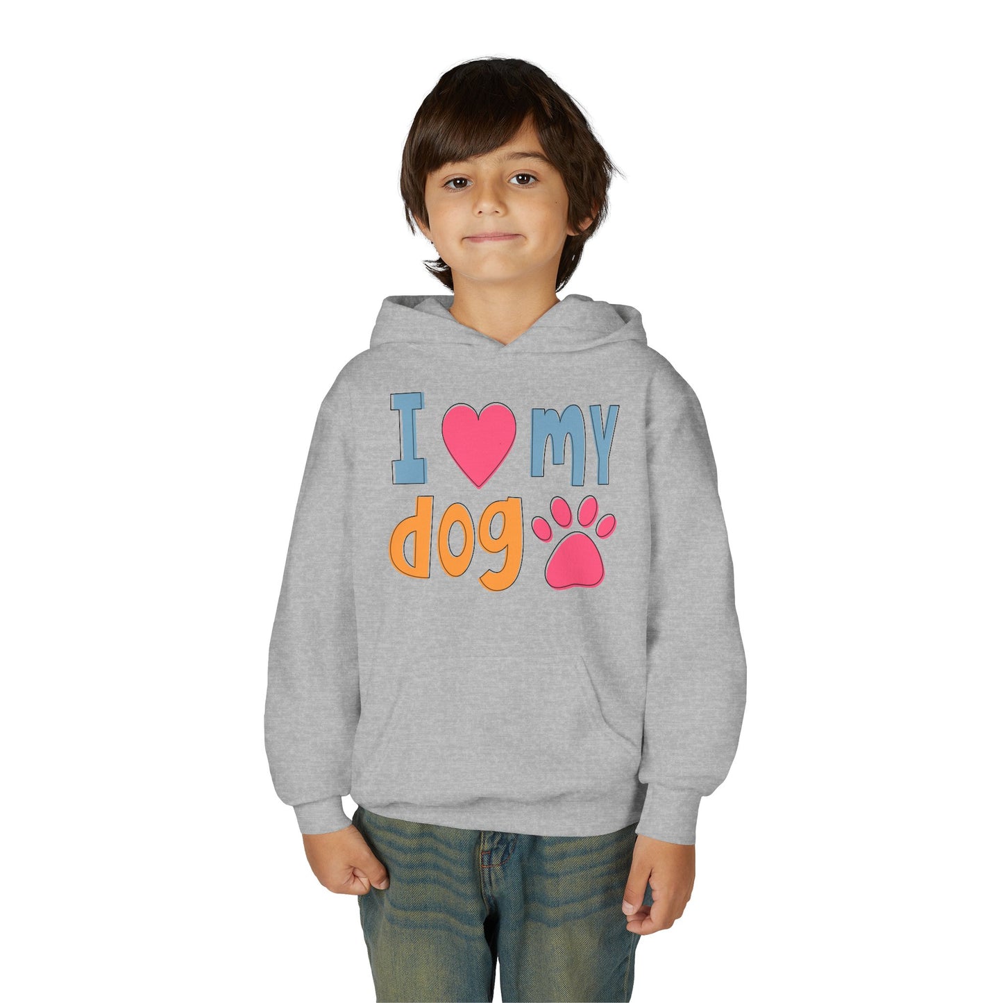 Youth Heavy Blend Hooded Sweatshirt - I love my dog