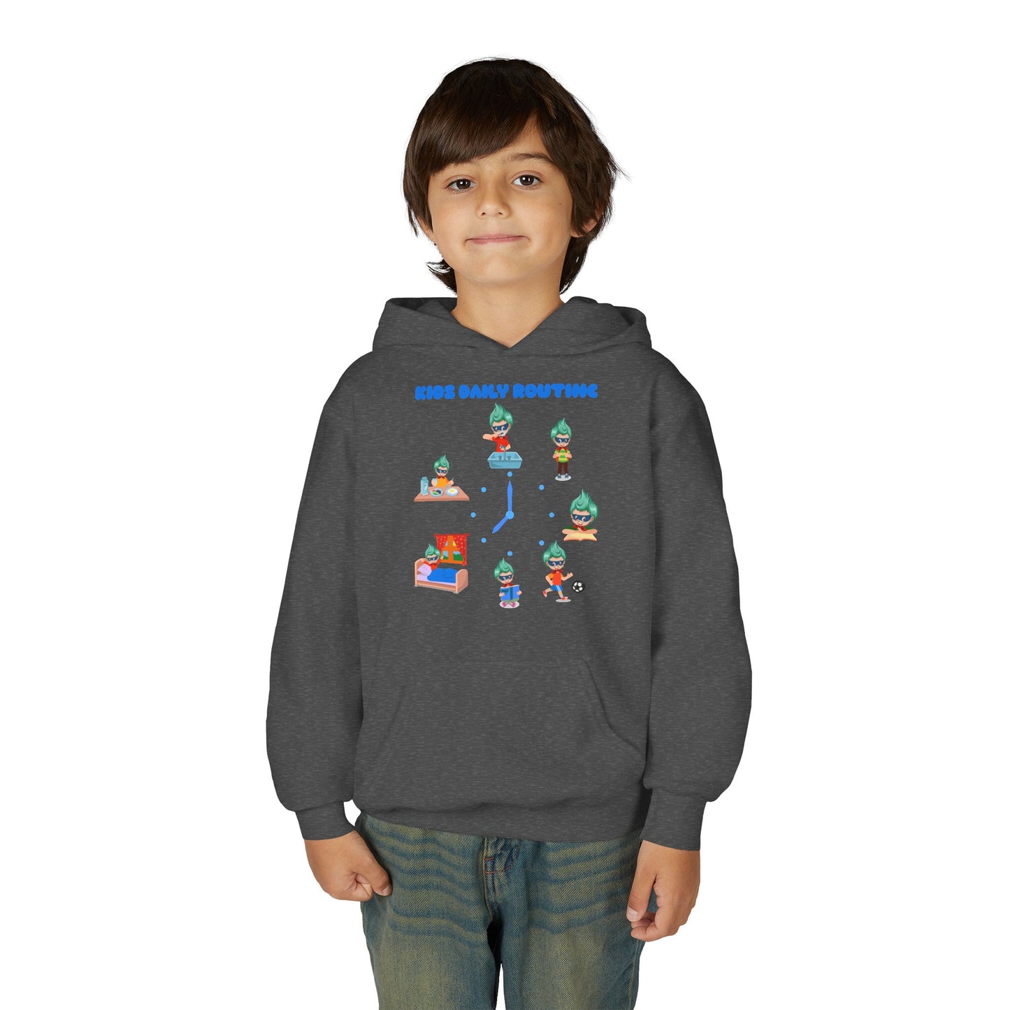 Youth Heavy Blend Hooded Sweatshirt - Super kiddo daily routine
