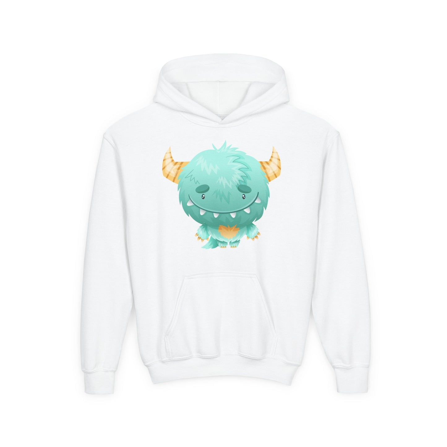 Youth Heavy Blend Hooded Sweatshirt - Cute green baby monster