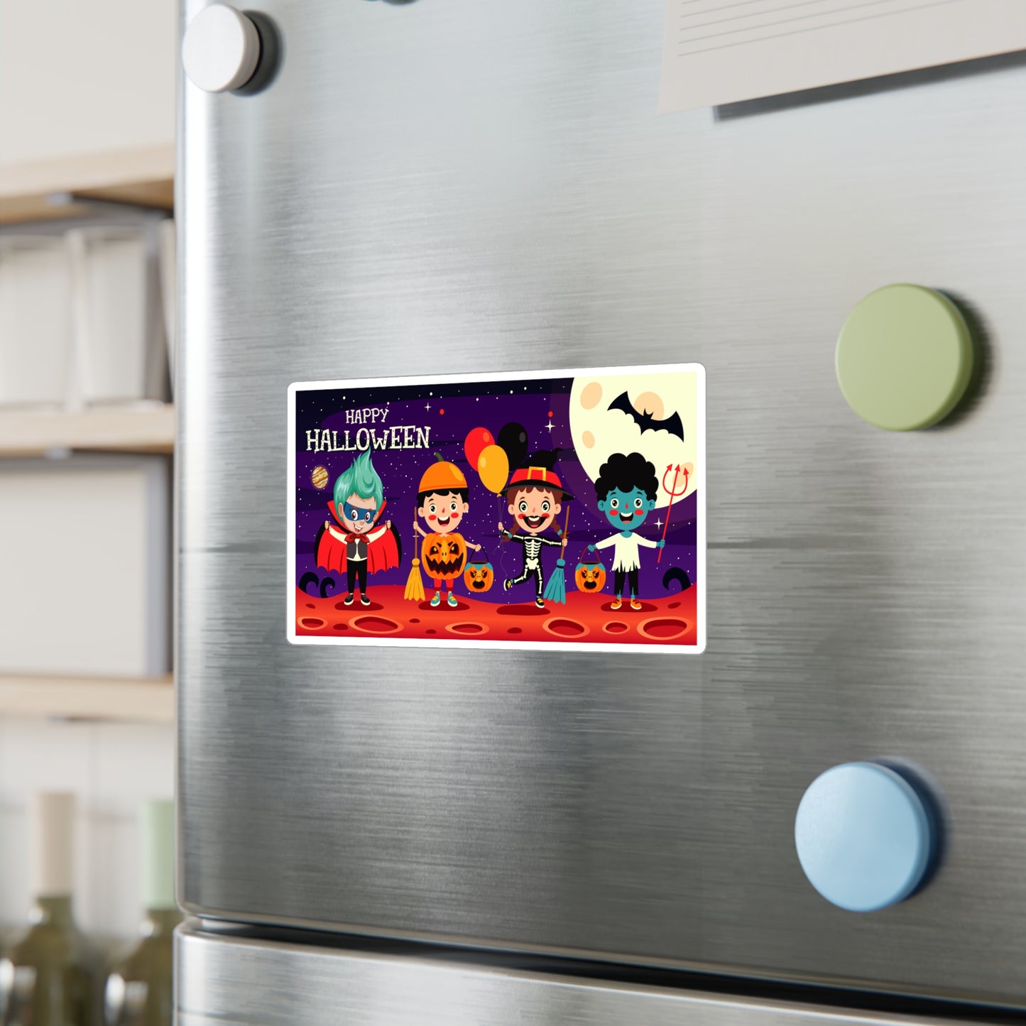 Halloween Kiss-Cut Vinyl Decals – Super kiddo with friends on holloween