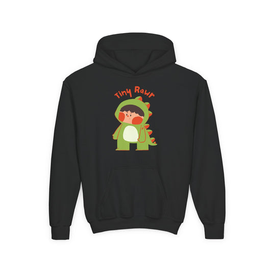 Youth Heavy Blend Hooded Sweatshirt - Tiny Raur, Cute Dino Printify