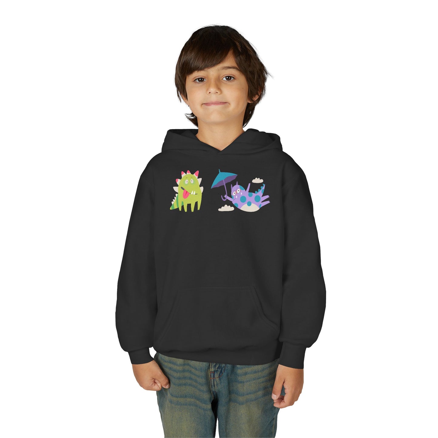 Youth Heavy Blend Hooded Sweatshirt - Monsters playing