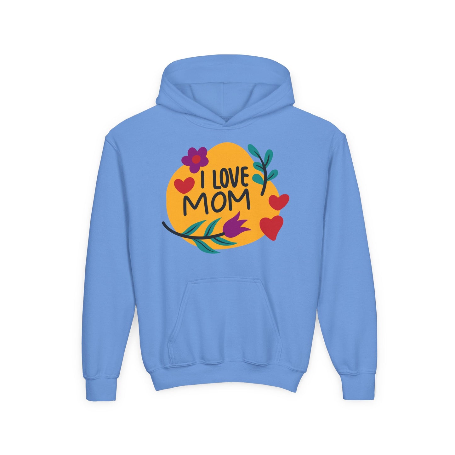 Youth Heavy Blend Hooded Sweatshirt - I love mom