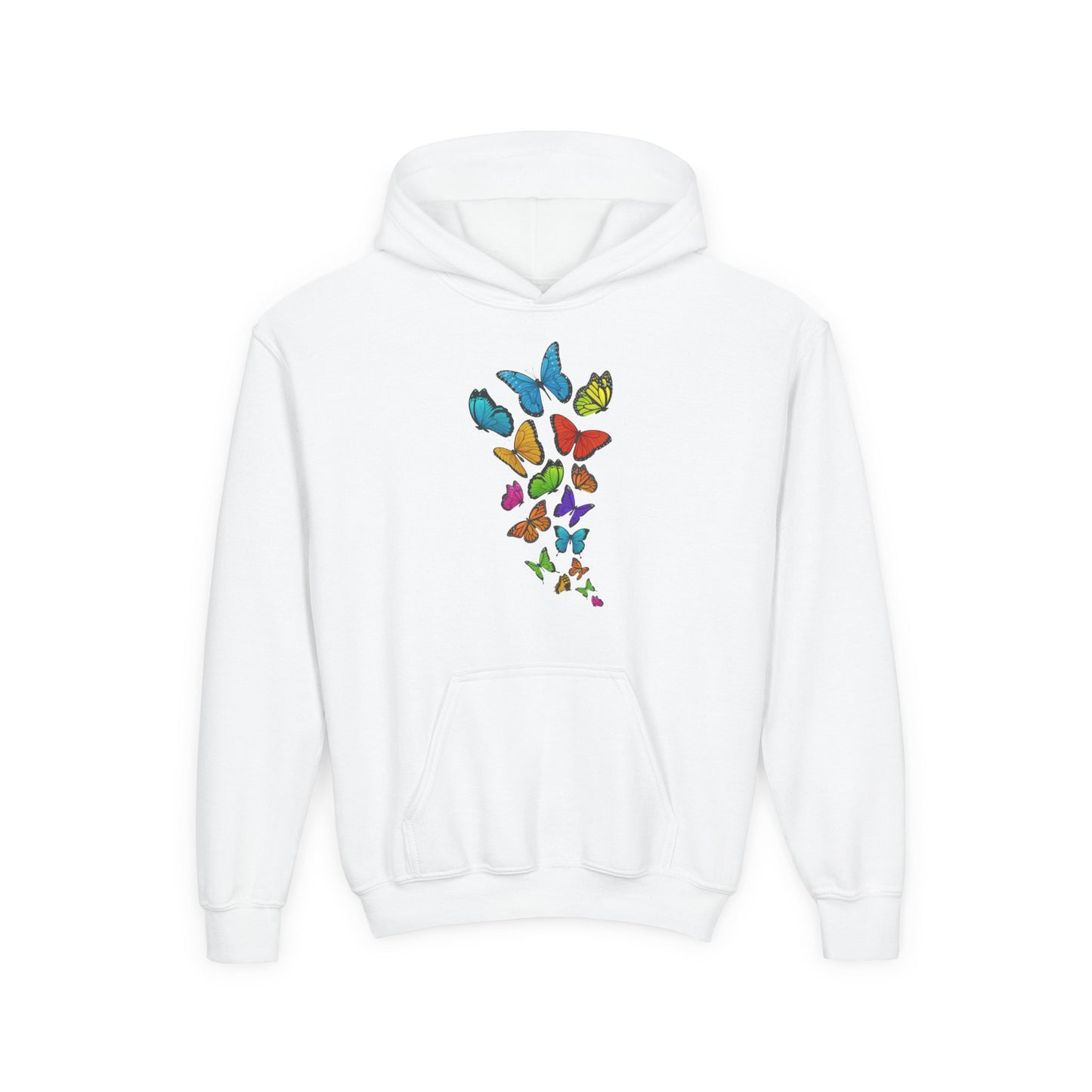Youth Heavy Blend Hooded Sweatshirt - Group of colorful butterflies