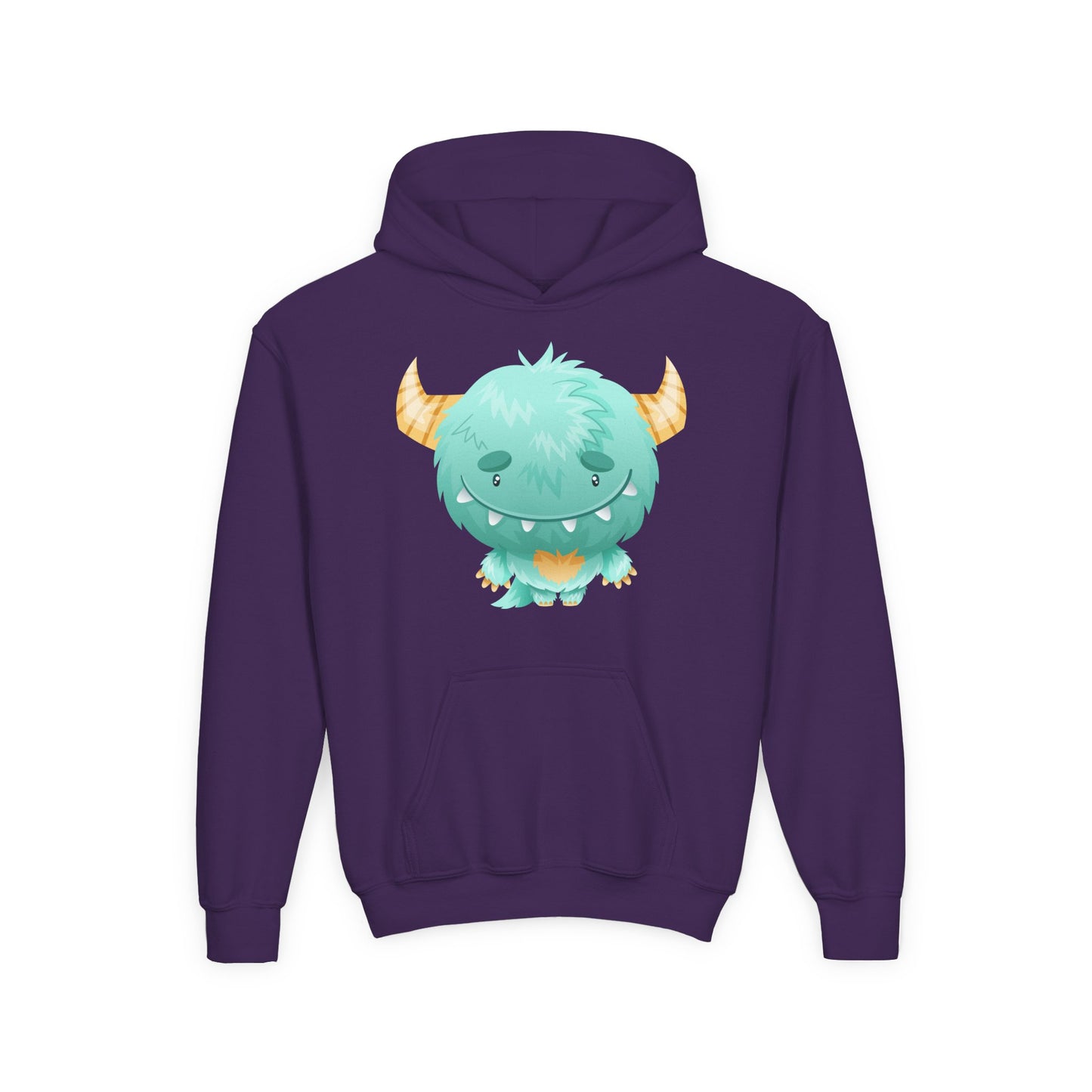 Youth Heavy Blend Hooded Sweatshirt - Cute green baby monster
