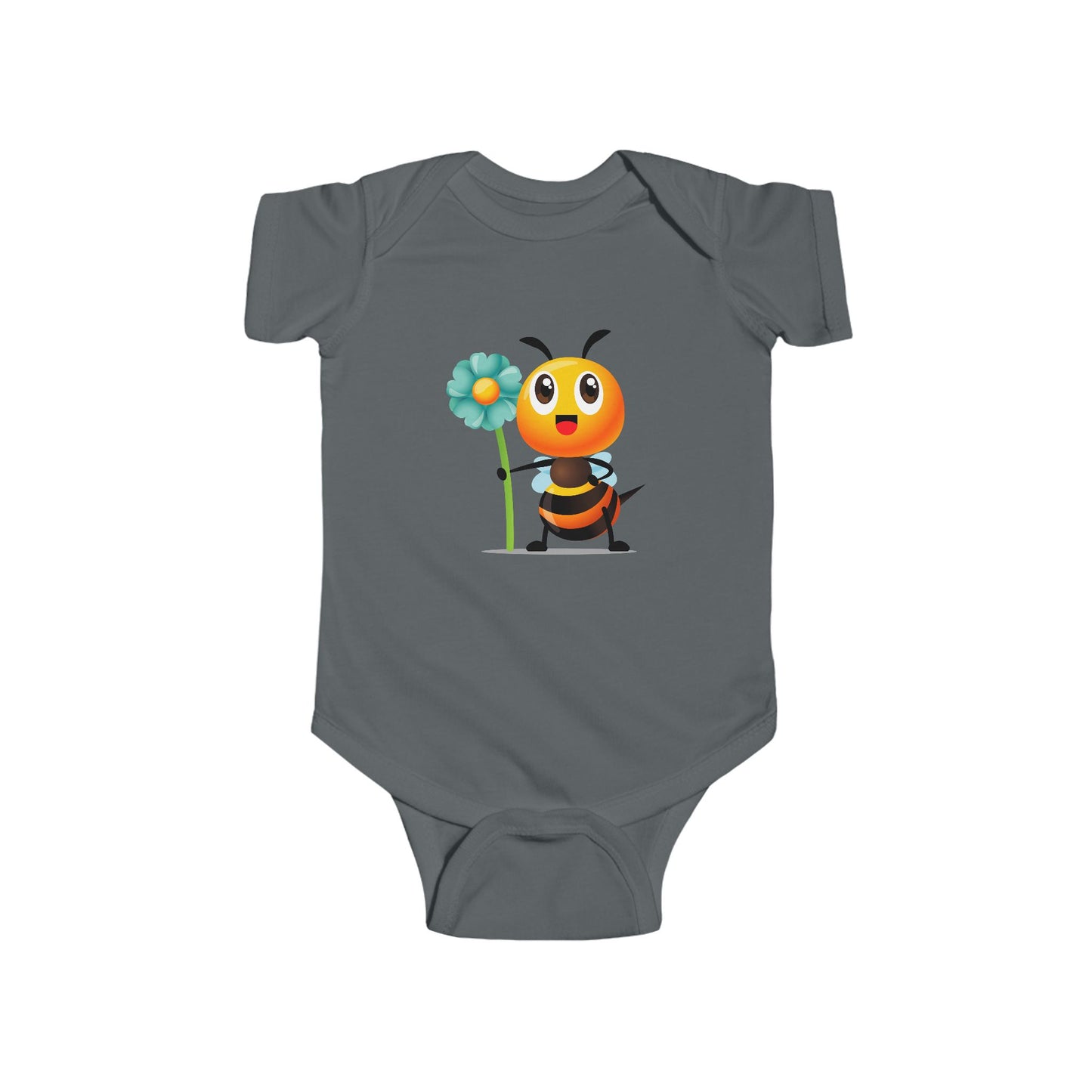 Infant Fine Jersey Bodysuit - Bee holding mint green flower