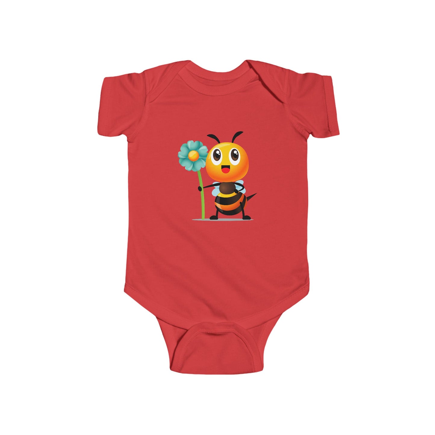 Infant Fine Jersey Bodysuit - Bee holding mint green flower