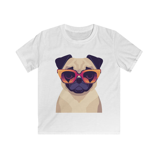 Kids Heavy Cotton Tee - Pug wearing sunglasses