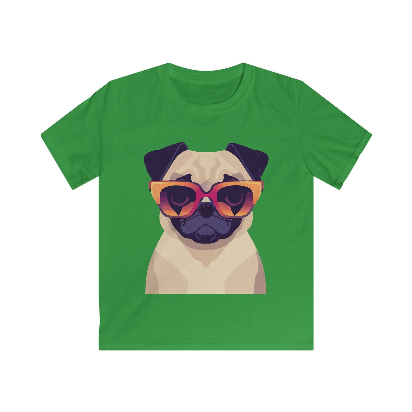 Kids Heavy Cotton Tee - Pug wearing sunglasses