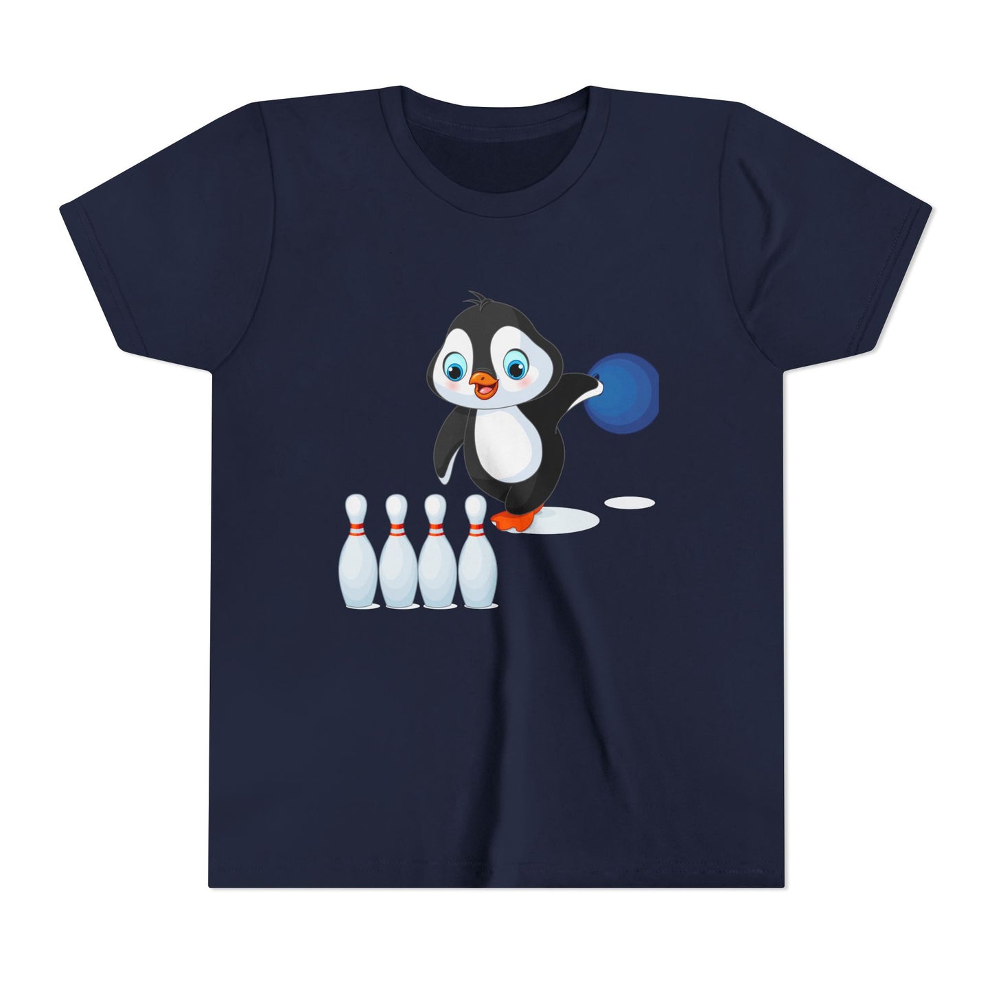 Adorable Penguin Bowling Youth Tee | Fun Kids Shirt, Playful Outfit, Birthday Gift, Sports Apparel, Cute Casual Wear