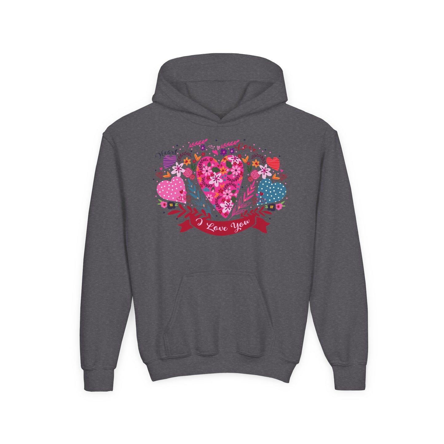 Youth Heavy Blend Hooded Sweatshirt - I love you