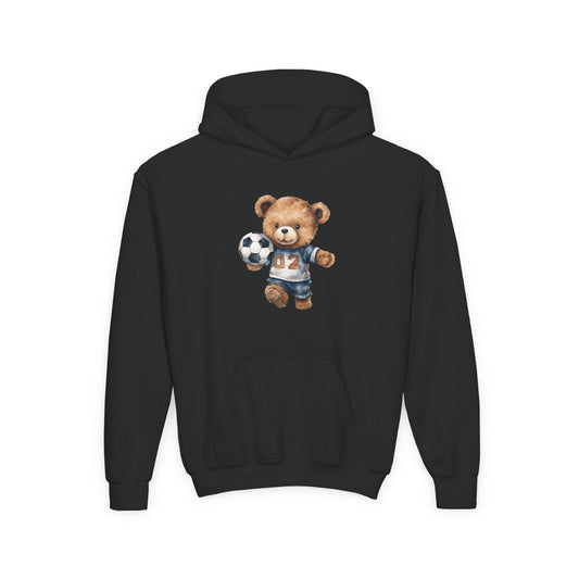 Kids Soccer Bear Hoodie Printify