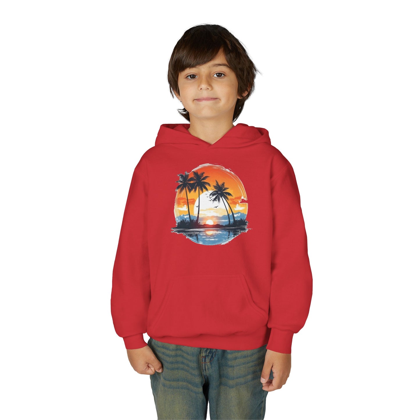 Youth Heavy Blend Hooded Sweatshirt - Tropical Sunset Beachwear