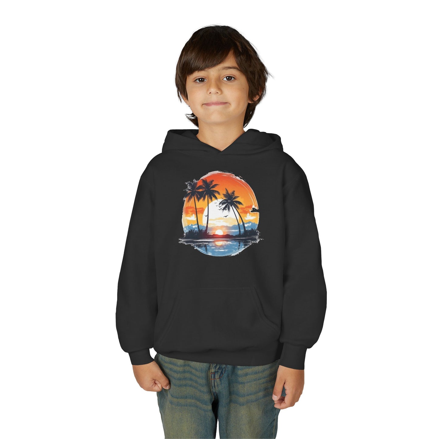 Youth Heavy Blend Hooded Sweatshirt - Tropical Sunset Beachwear