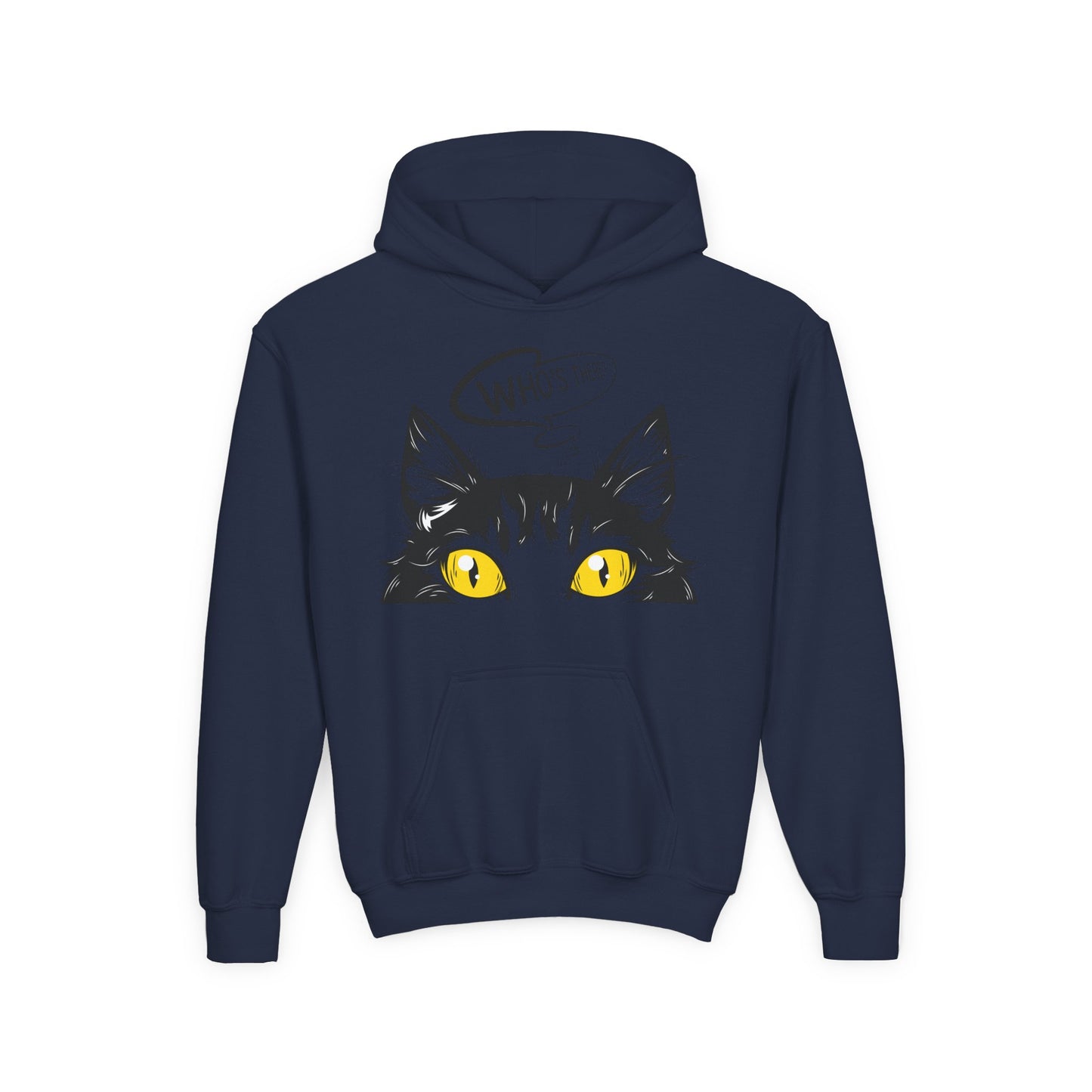 Youth Heavy Blend Hooded Sweatshirt -  Whos there cat