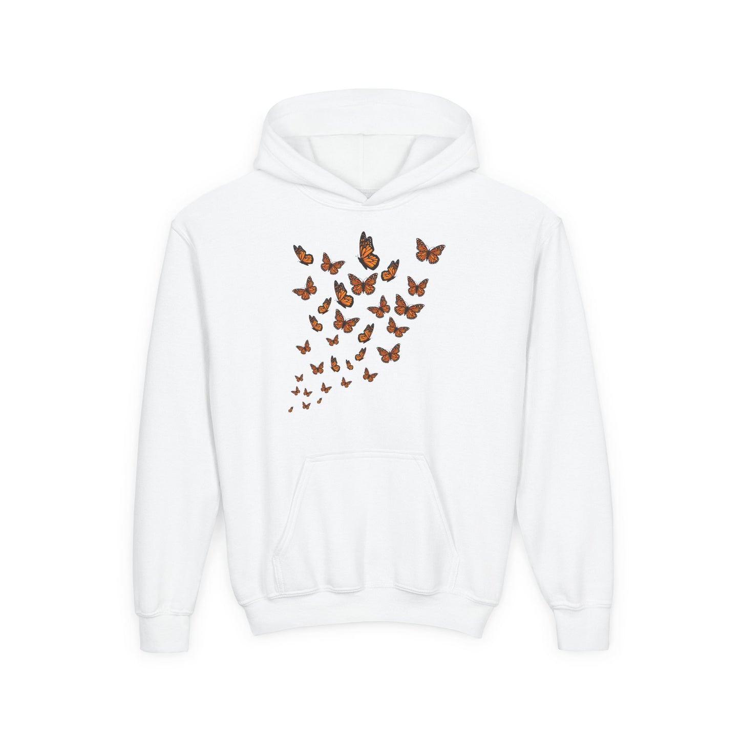 Youth Heavy Blend Hooded Sweatshirt - Group of monarch butterfly