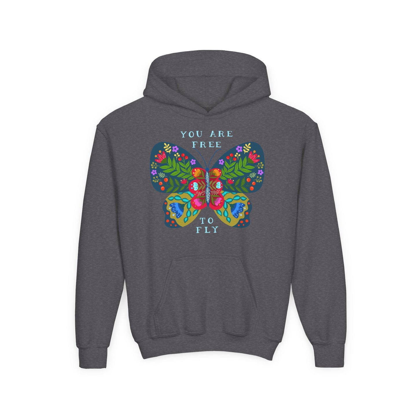 Youth Heavy Blend Hooded Sweatshirt - You are free to fly