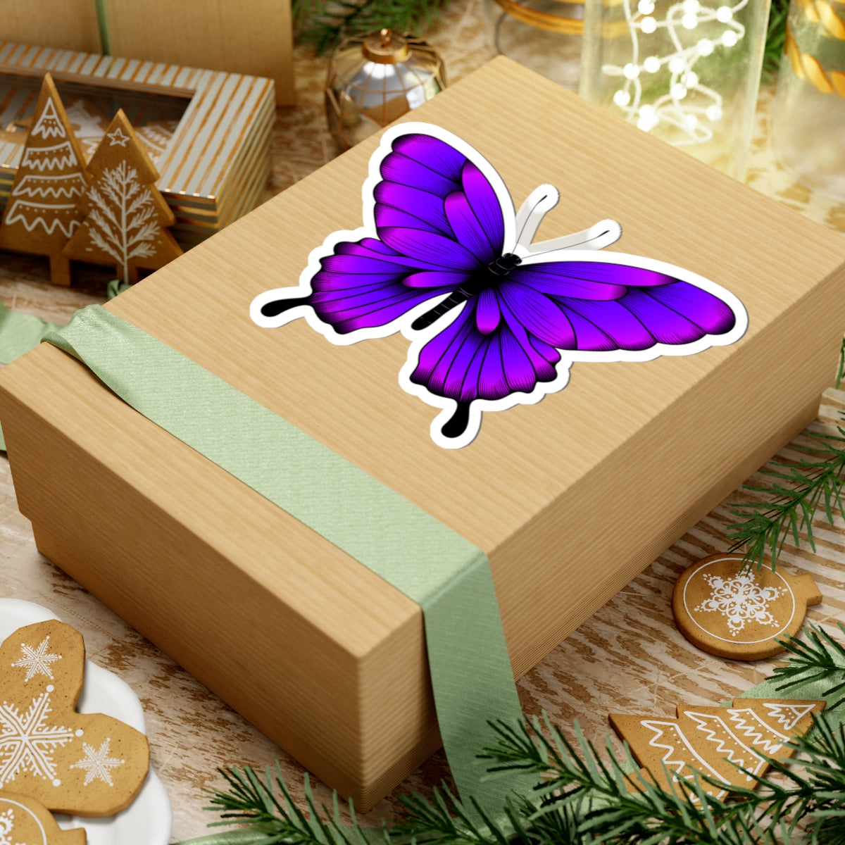 Kiss-Cut Vinyl Decals - Tropical purple butterfly