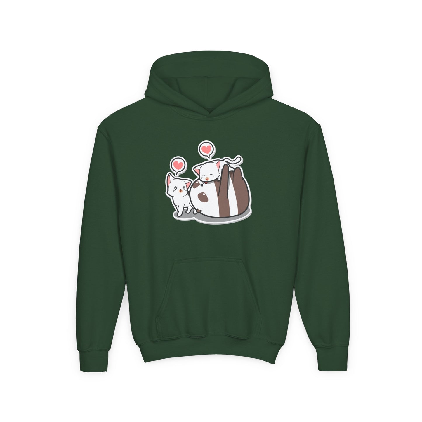 Youth Heavy Blend Hooded Sweatshirt - The panda and cat