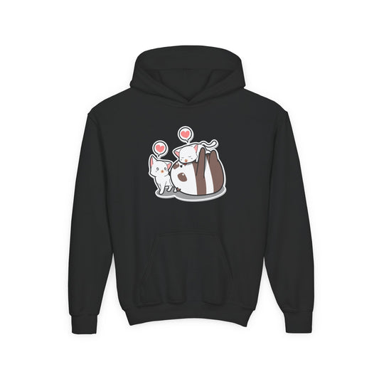 Youth Heavy Blend Hooded Sweatshirt - The Panda and Cat Printify