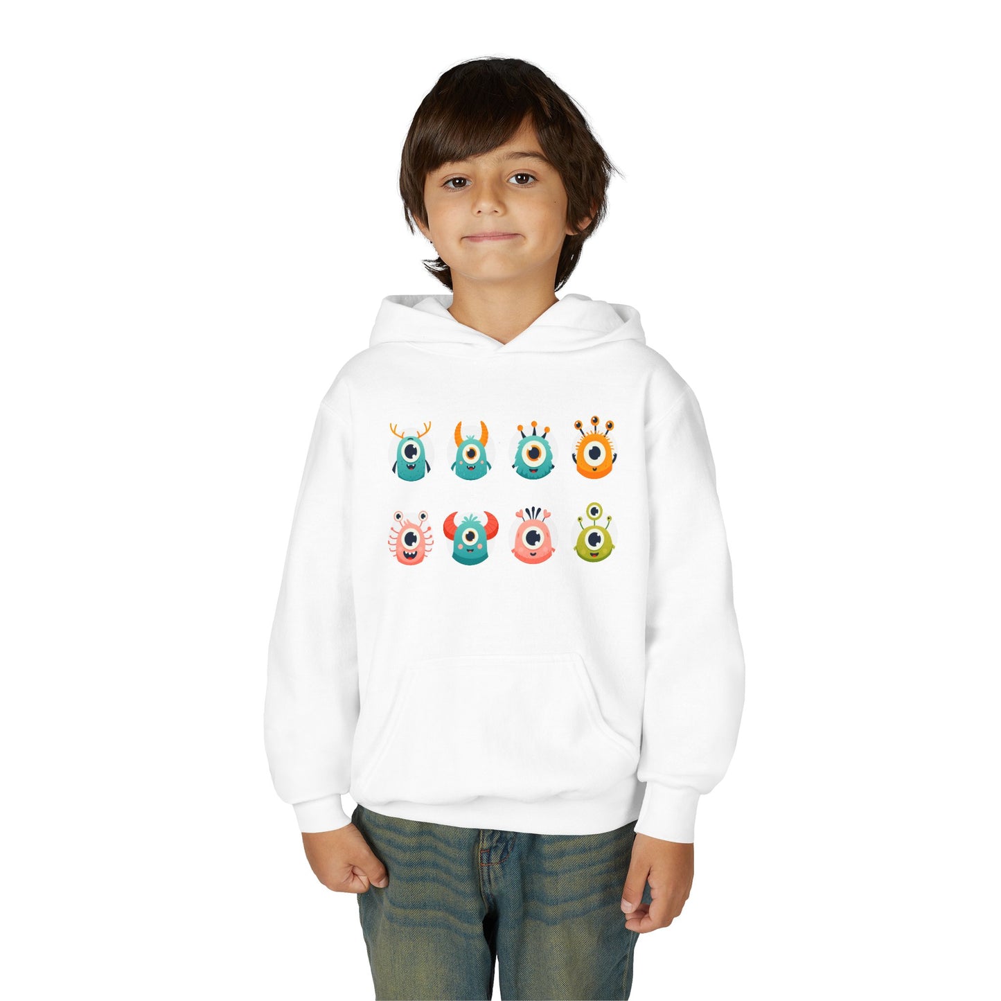 Youth Heavy Blend Hooded Sweatshirt - One eye monsters