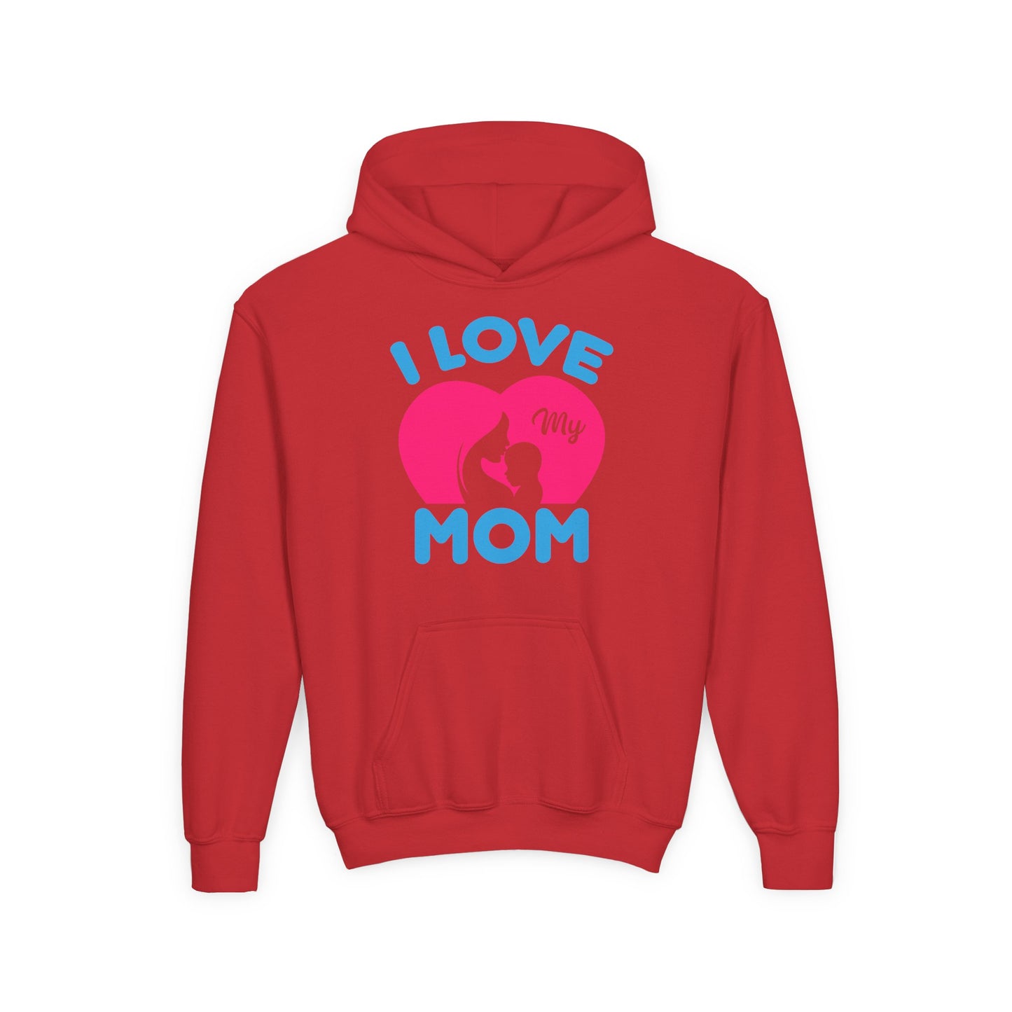 Youth Heavy Blend Hooded Sweatshirt -  i love my mom logo