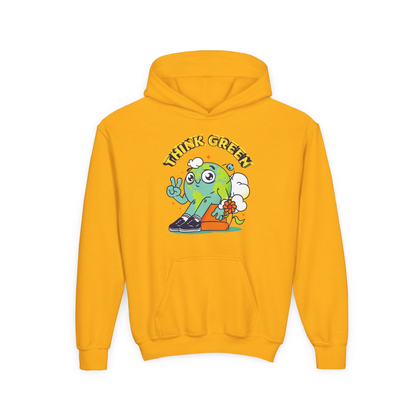 Youth Heavy Blend Hooded Sweatshirt - Think Green' Design