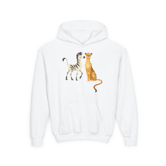 Youth Heavy Blend Hooded Sweatshirt - The zebra and tiger