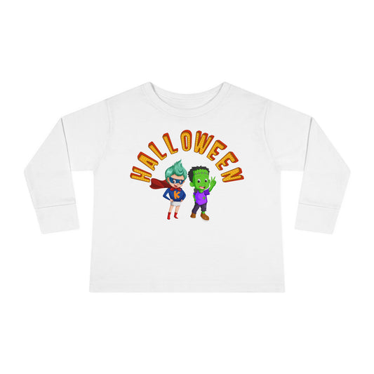 Toddler Long Sleeve Tee - Holloween with super kiddo Printify