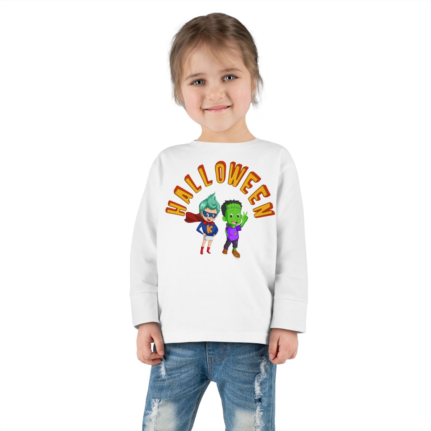 Toddler Long Sleeve Tee - Holloween with super kiddo
