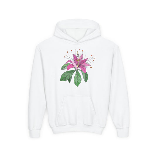Youth Heavy Blend Hooded Sweatshirt - Purple flower