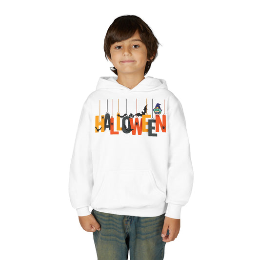 Youth Heavy Blend Hooded Sweatshirt - Holloween hanging letters
