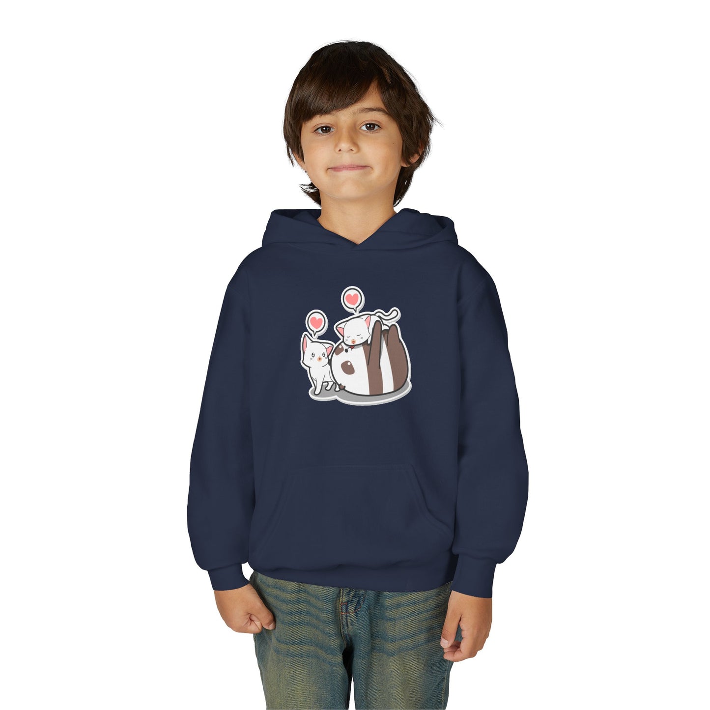 Youth Heavy Blend Hooded Sweatshirt - The panda and cat
