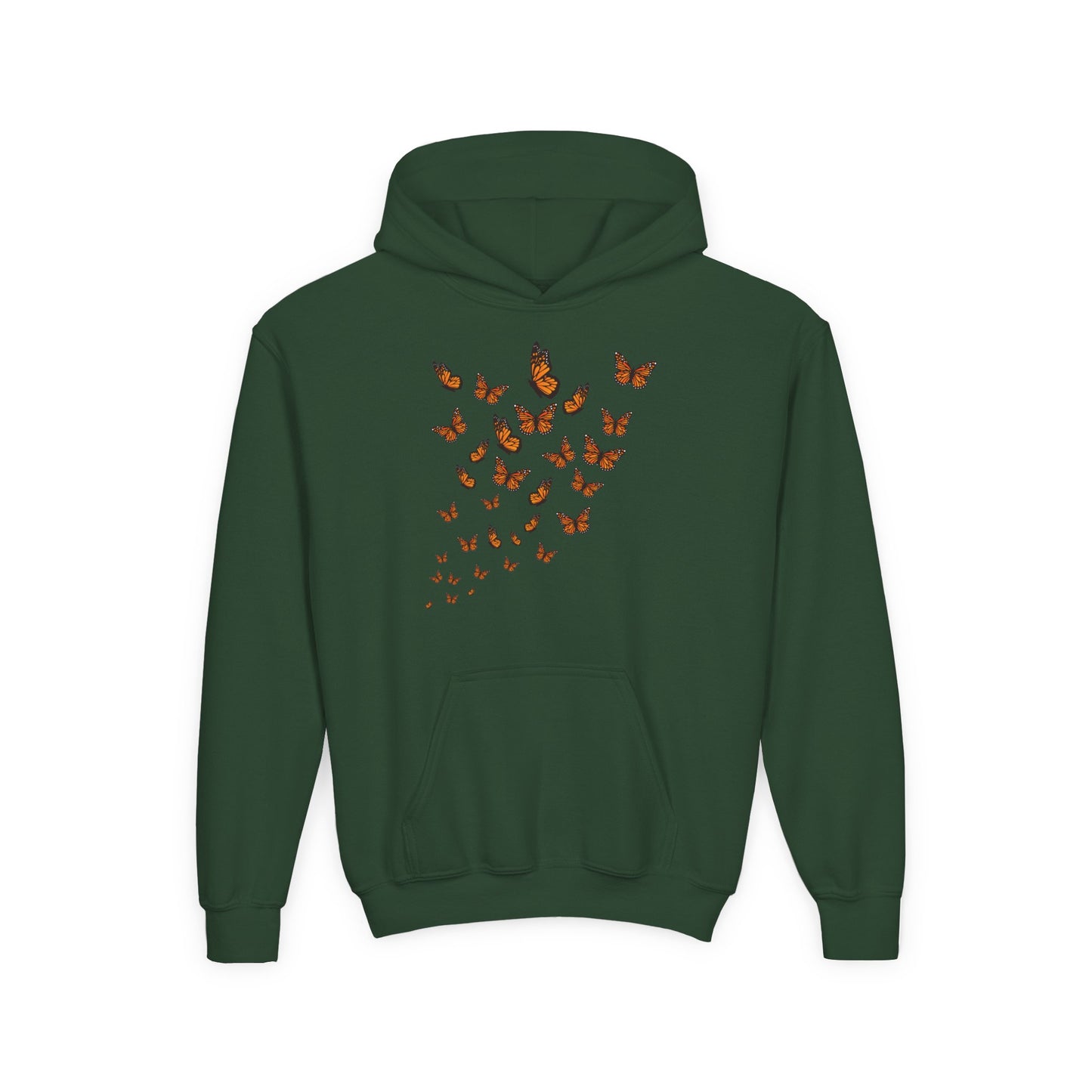 Youth Heavy Blend Hooded Sweatshirt - Group of monarch butterfly