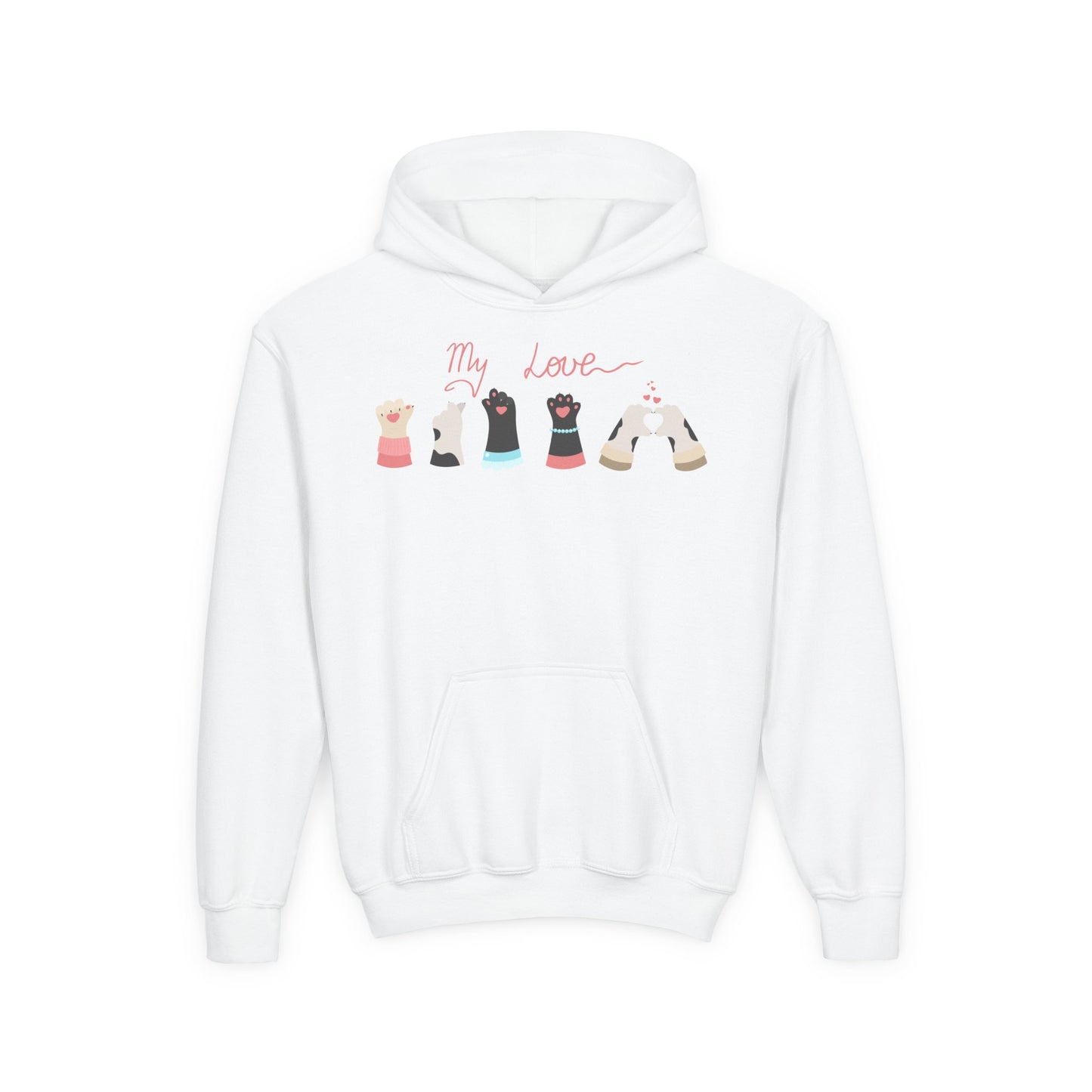 Youth Heavy Blend Hooded Sweatshirt - Paw My love