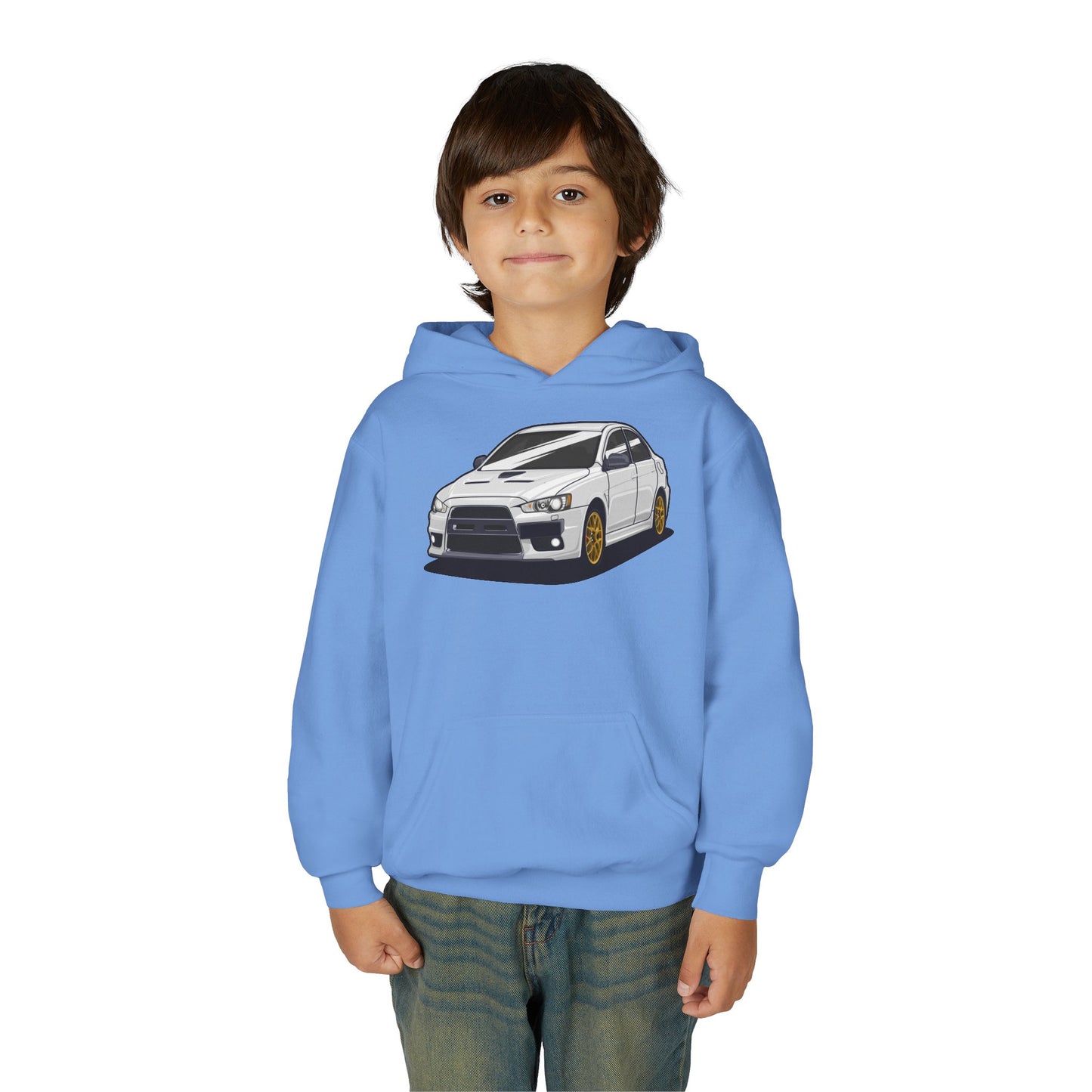 Youth Heavy Blend Hooded Sweatshirt - White car