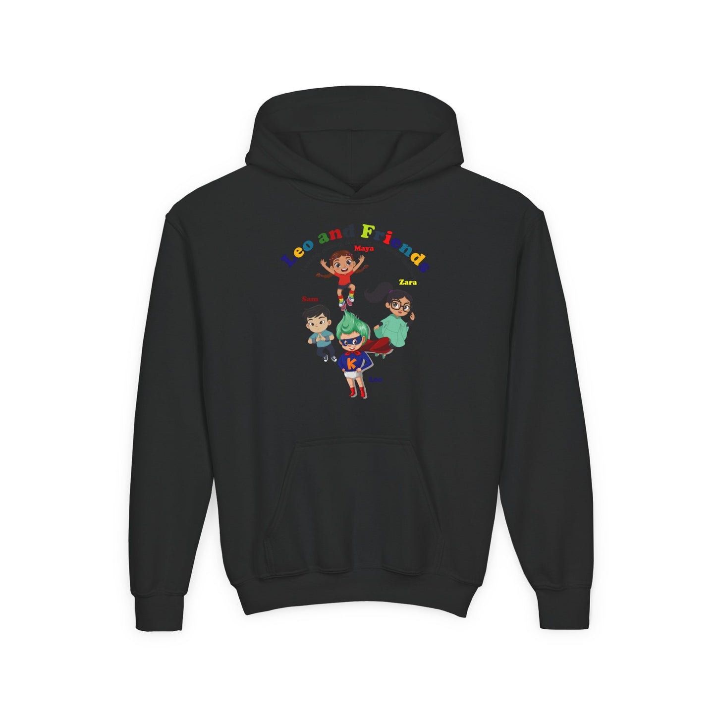 Youth Heavy Blend Hooded Sweatshirt - Leo & Friends - Learning and growing