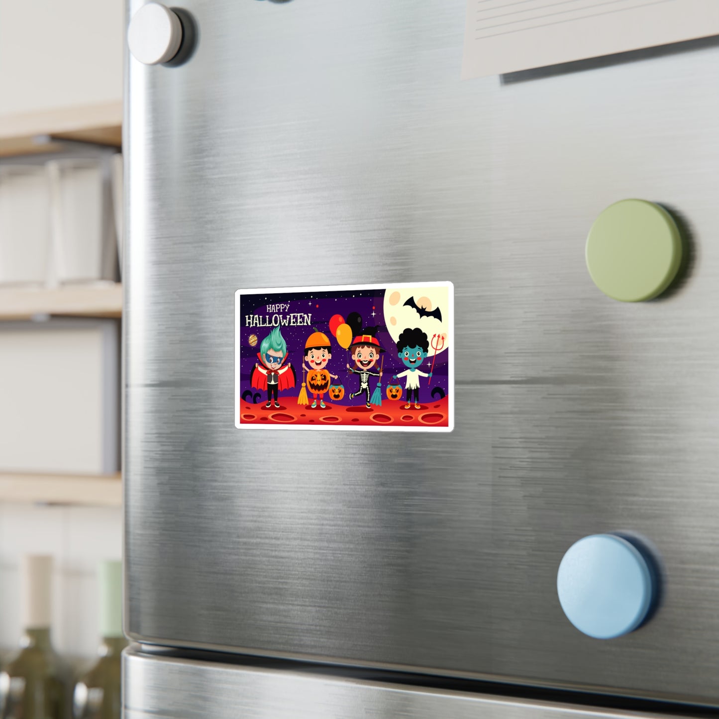 Halloween Kiss-Cut Vinyl Decals – Super kiddo with friends on holloween