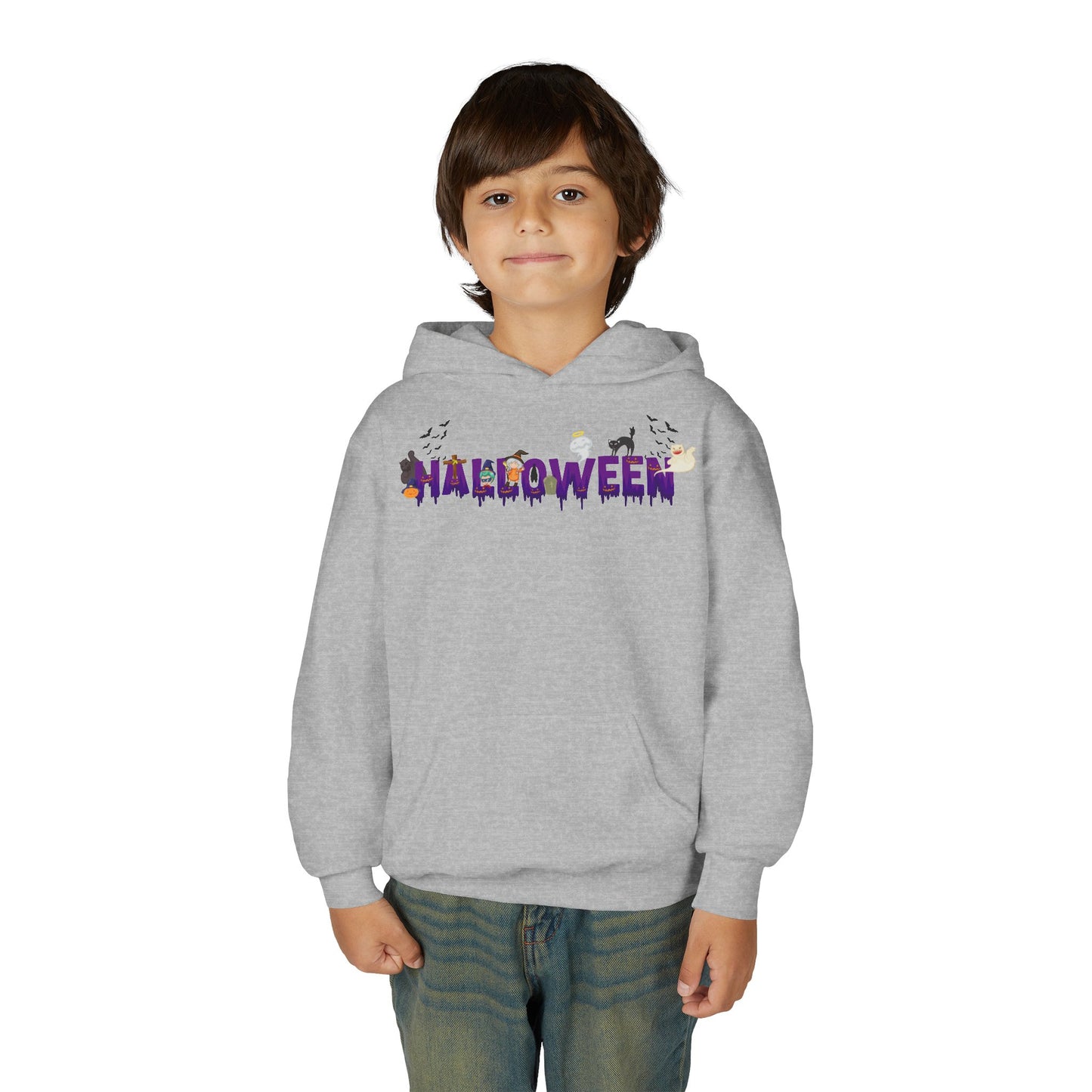 Youth Heavy Blend Hooded Sweatshirt - Holloween word