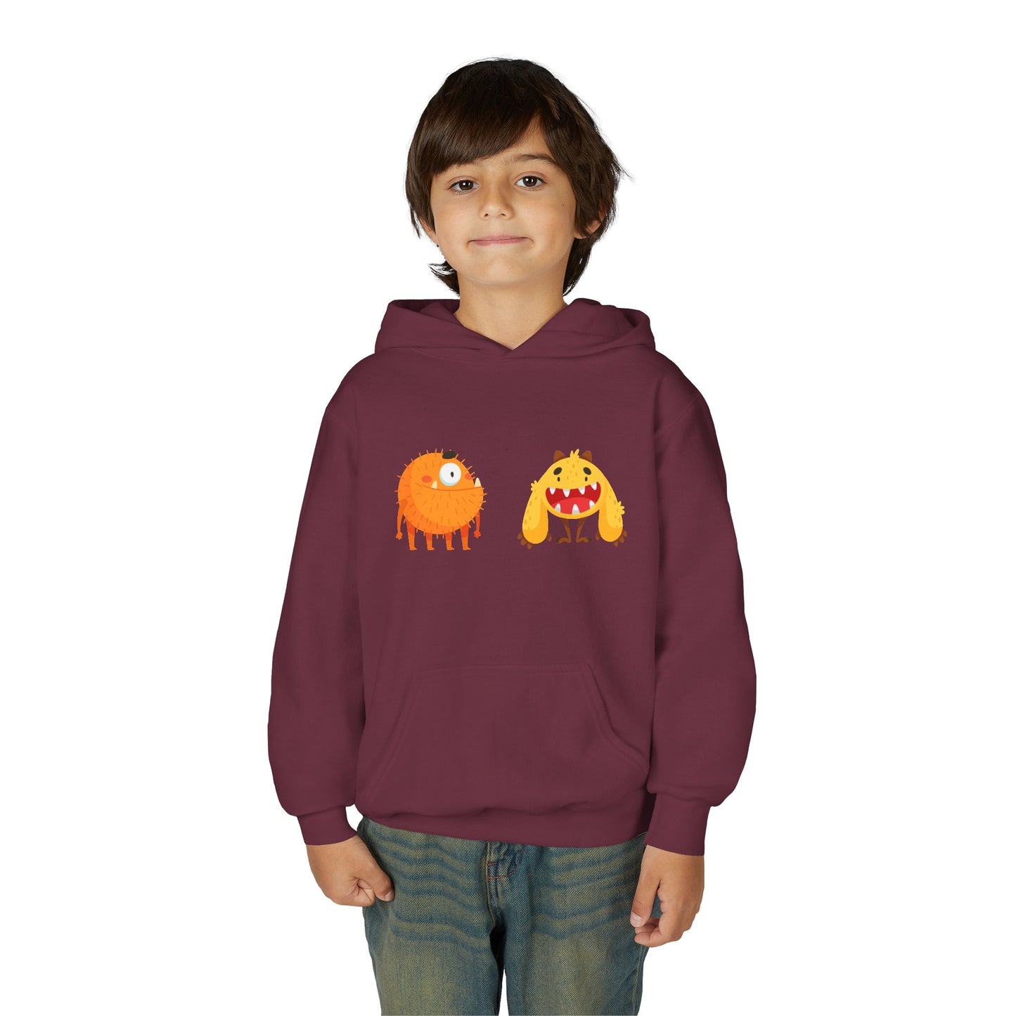 Youth Heavy Blend Hooded Sweatshirt - Toothy monsters.png