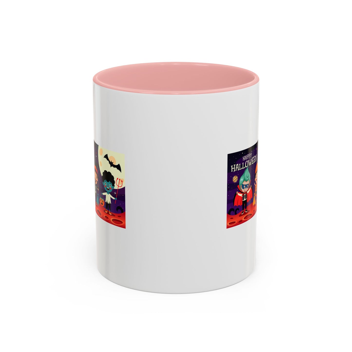 Accent Coffee Mug - Super kiddo with friends on holloween