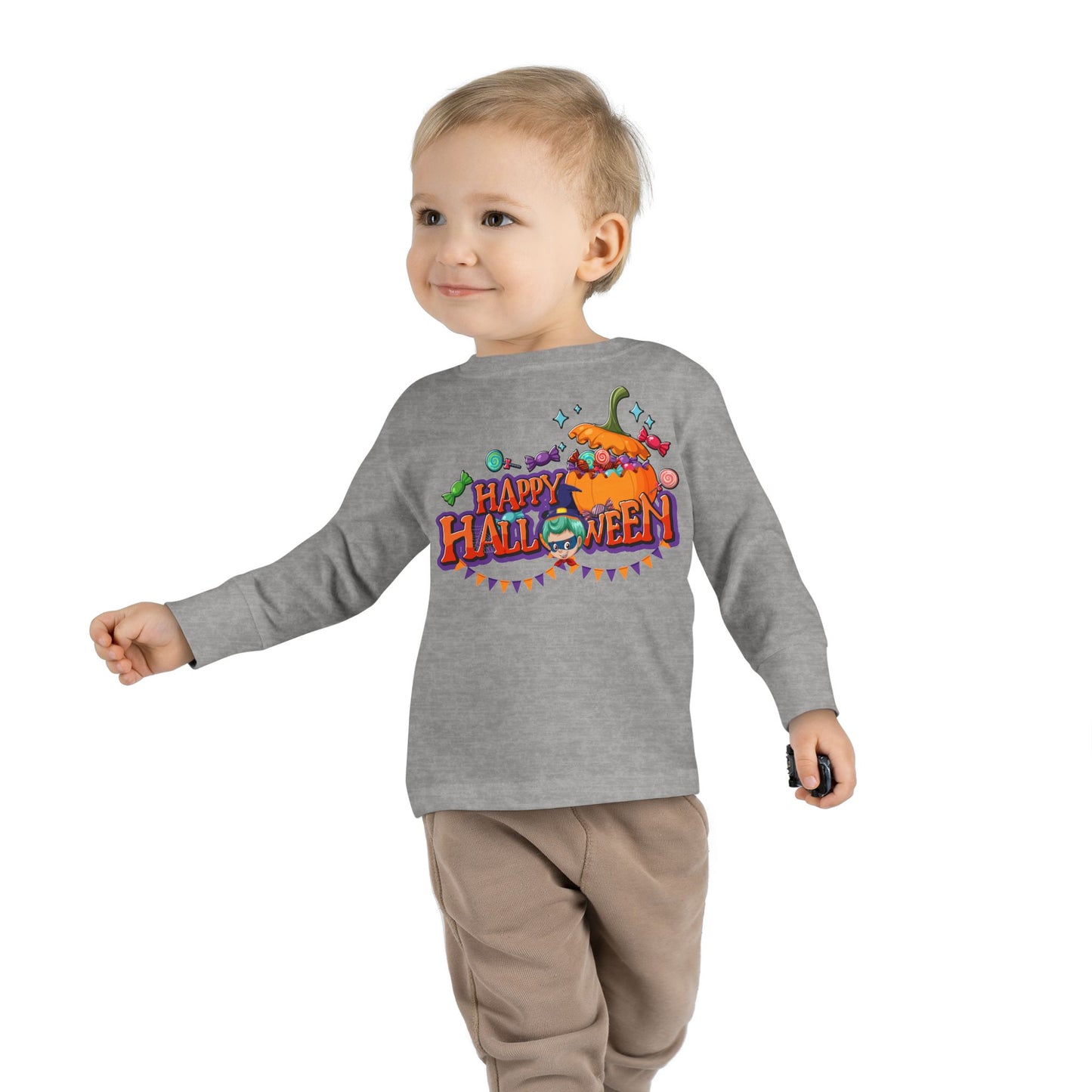 Toddler Long Sleeve Tee - Happy halloween banner