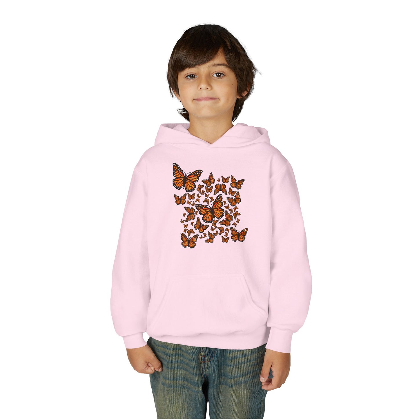 Youth Heavy Blend Hooded Sweatshirt -  Monarch butterflies