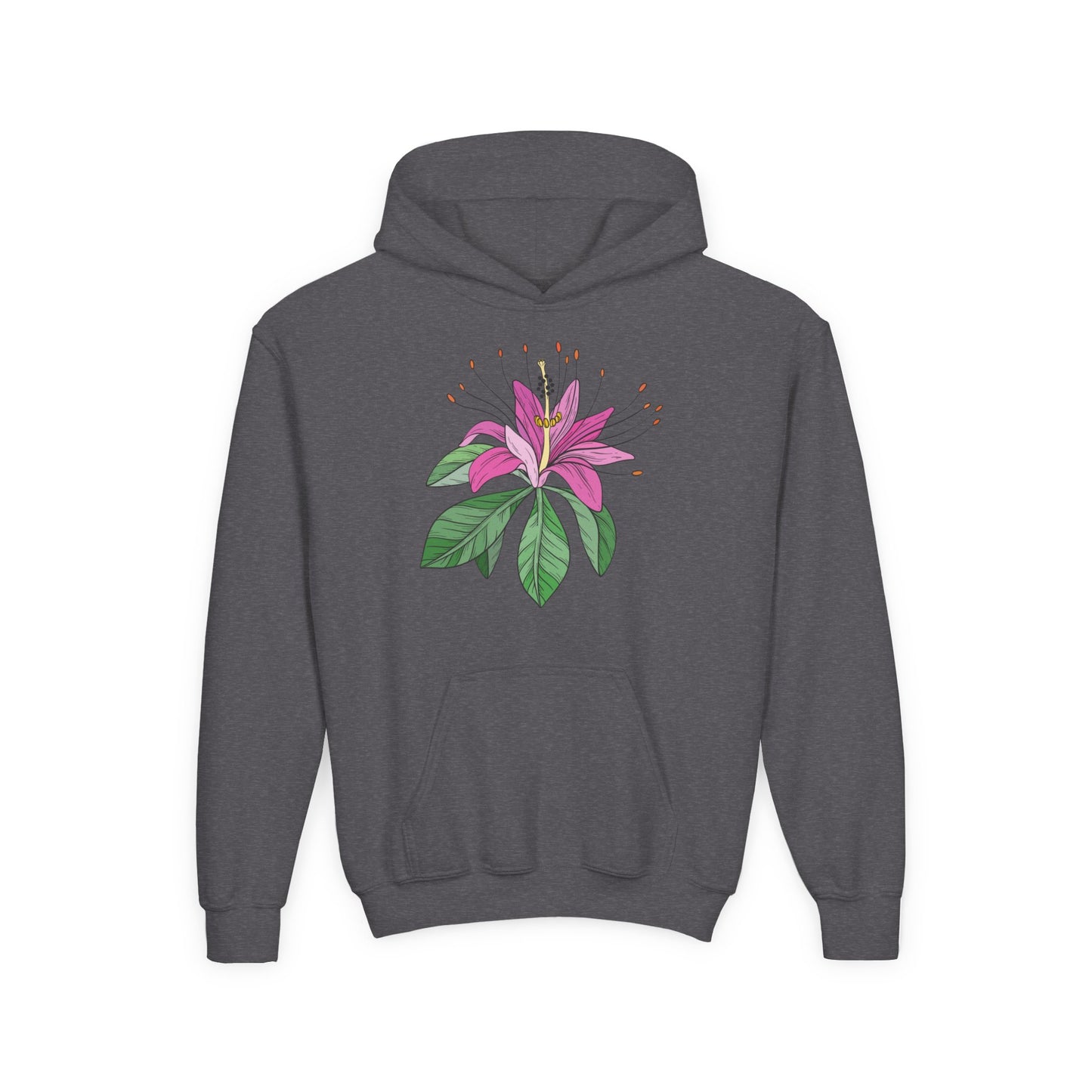 Youth Heavy Blend Hooded Sweatshirt - Purple flower