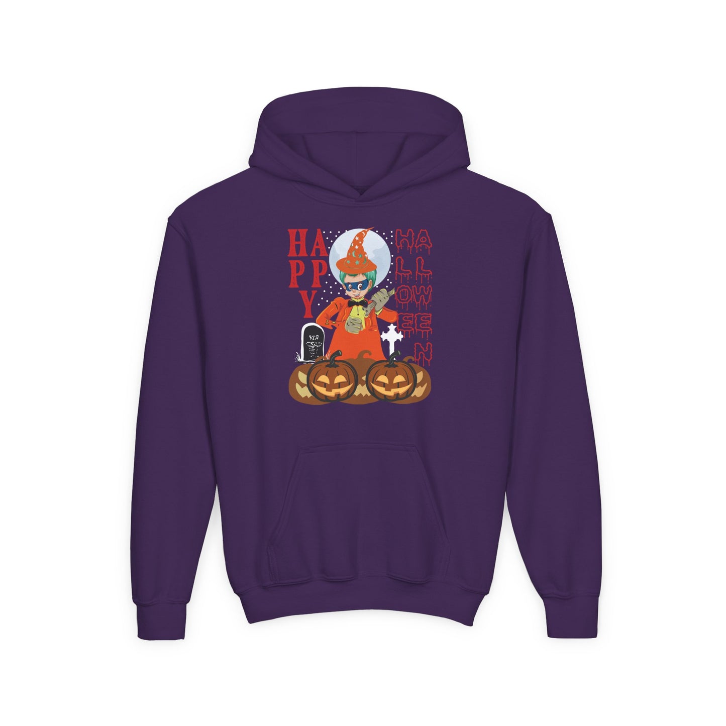 Youth Heavy Blend Hooded Sweatshirt - Holloween design by super kiddo