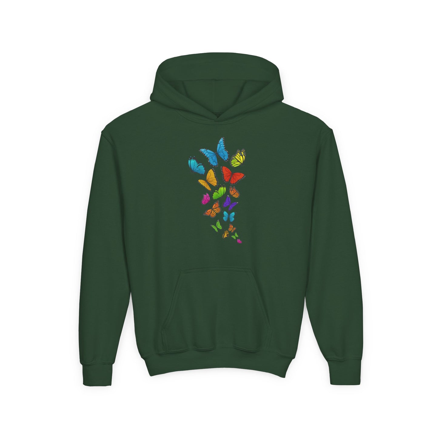 Youth Heavy Blend Hooded Sweatshirt - Group of colorful butterflies