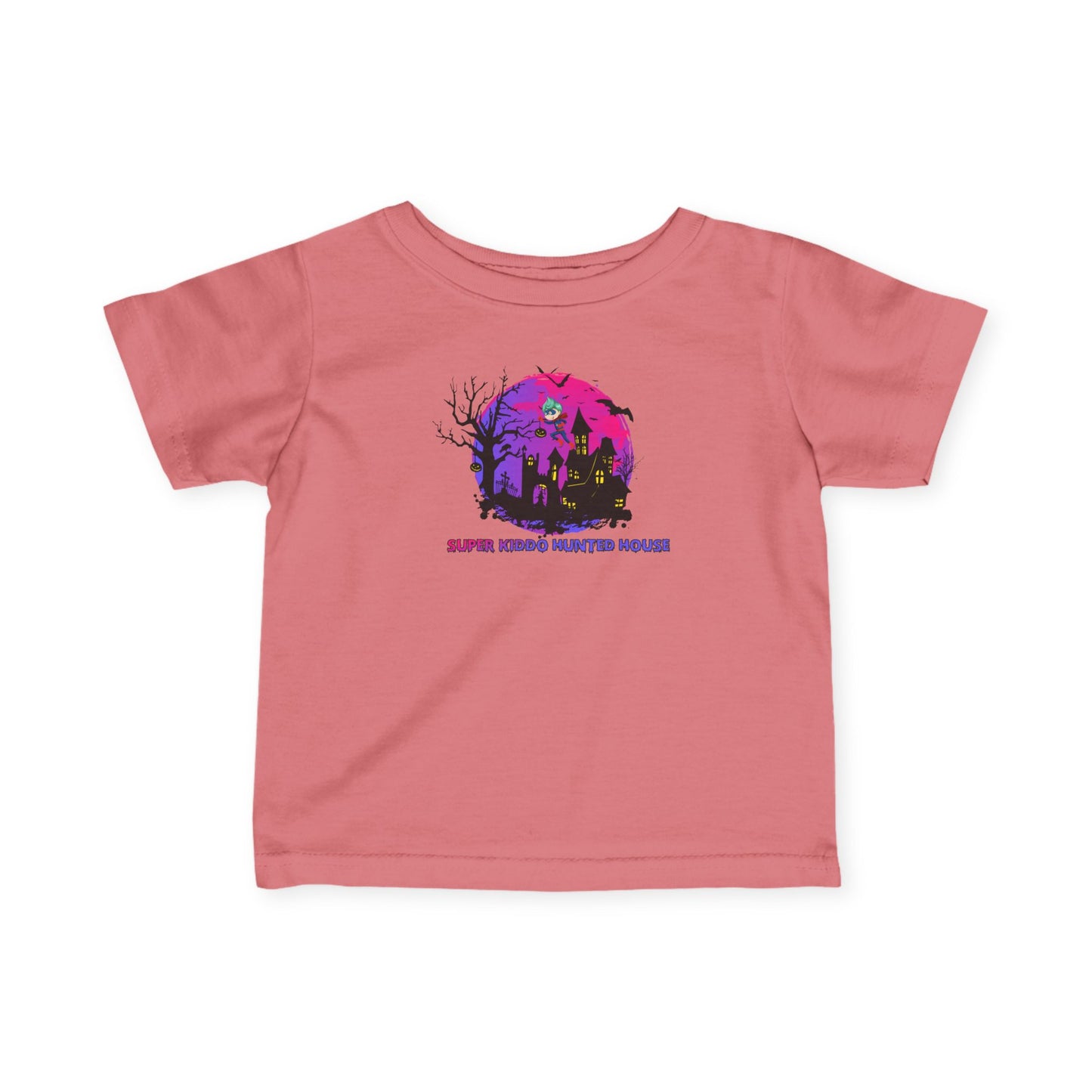 Infant Fine Jersey Tee - Super kiddo flying on hunted house