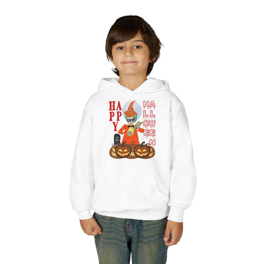 Youth Heavy Blend Hooded Sweatshirt - Holloween design by super kiddo