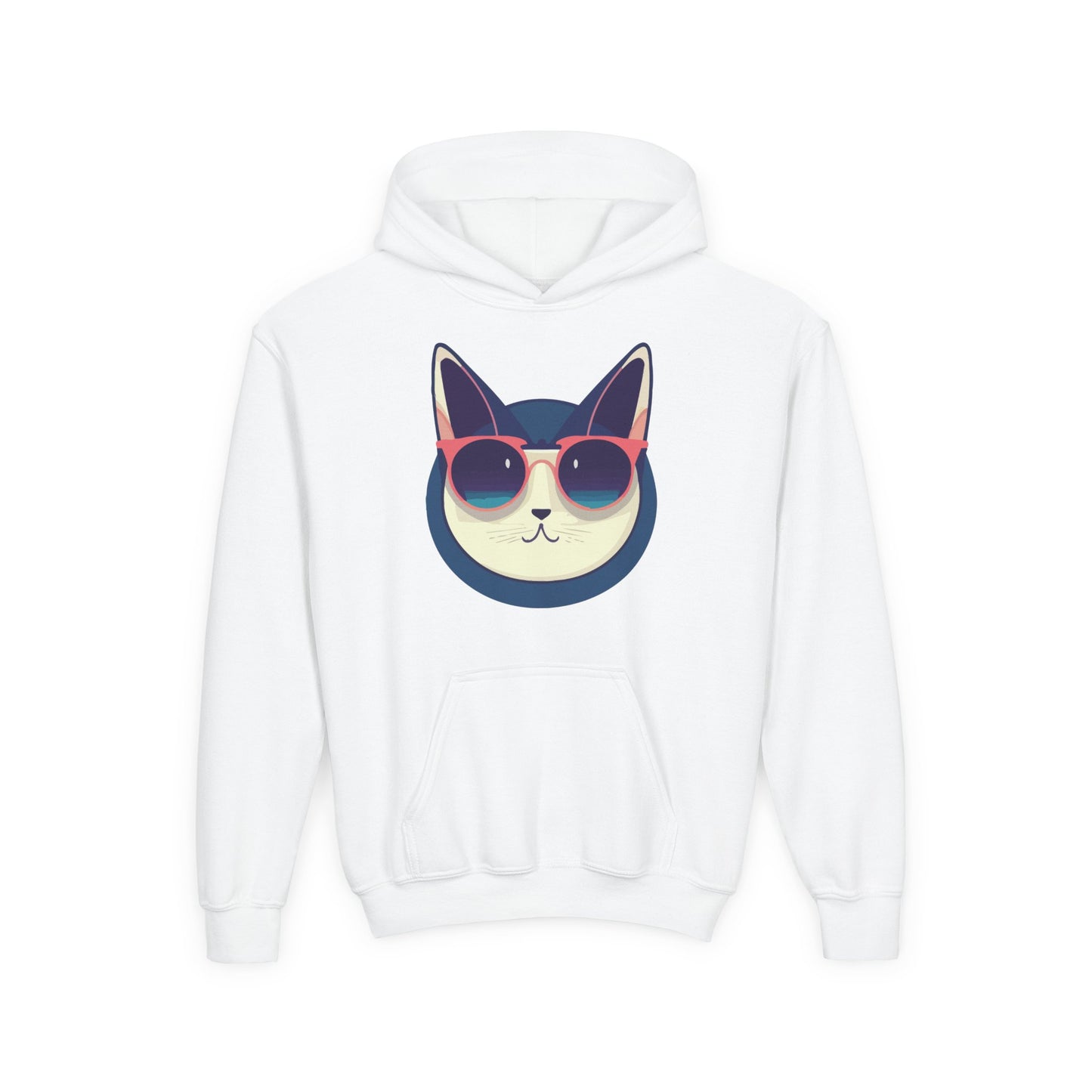 Youth Heavy Blend Hooded Sweatshirt - Cool Cat Sunglasses